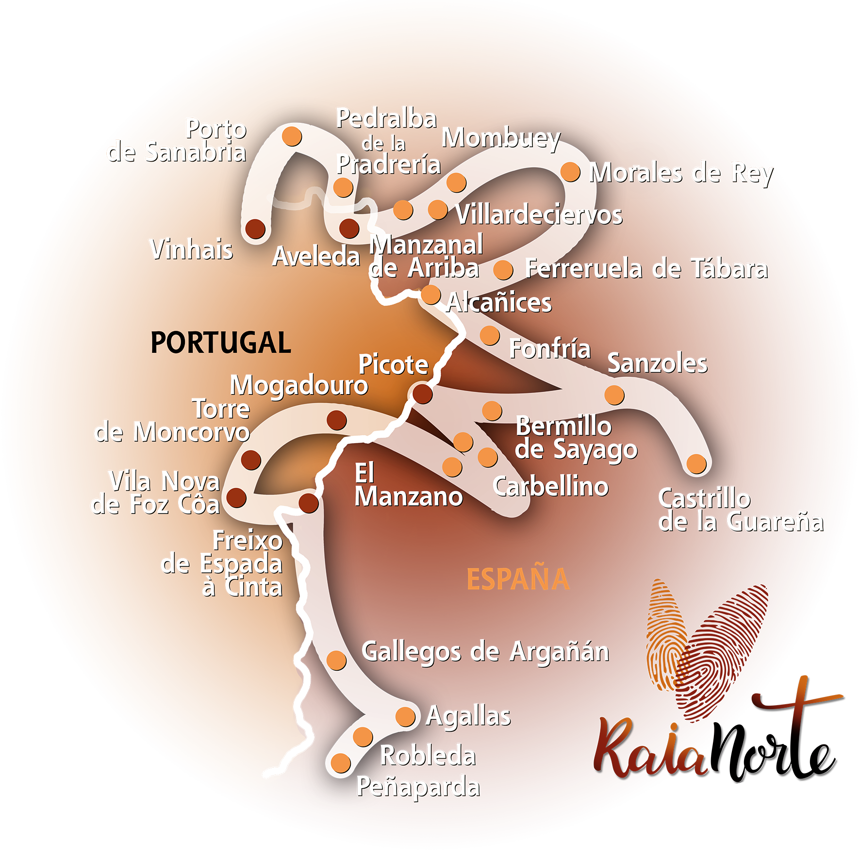 Mapa de la Ruta raia Norte