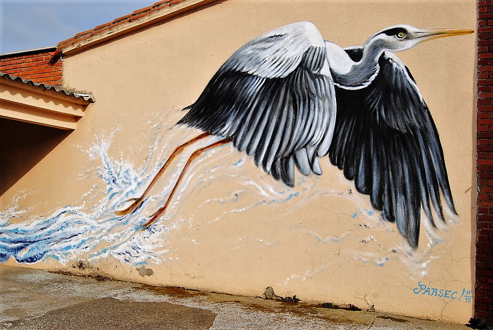 Mural de una Garza