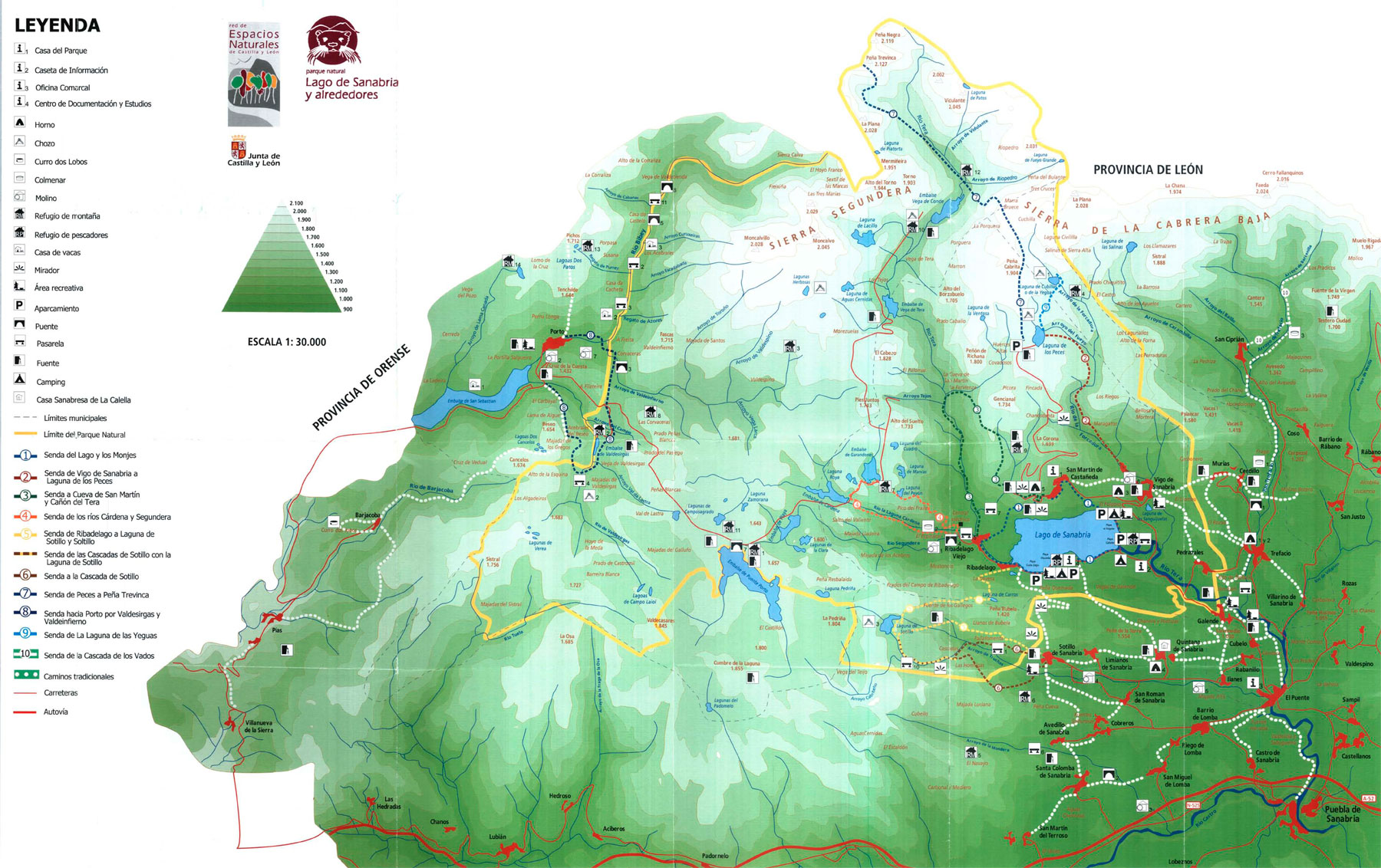 .Mapa del parque Natural del Lago de Sanabria